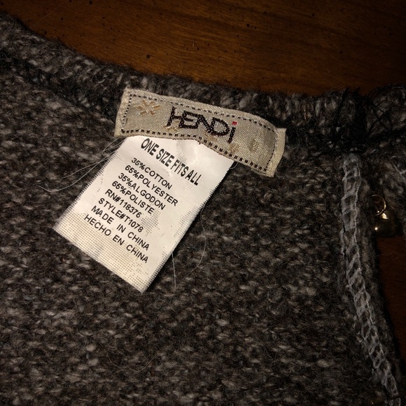 PREOWNED HENDI SZ S Brown Knit Top see through puffy snake print sleeves - Picture 5 of 7